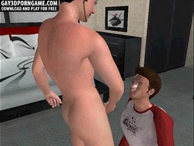 Hot 3D cartoon  sharing a faux-cock before having anal invasion