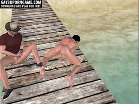 Insane 3D animation hunks having anal invasion hook-up on the beach