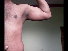 Muscle stud toying with body cock come to witness