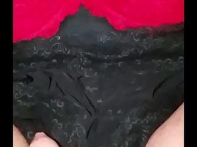 Cumming on my cousins bra and panties while she's in the douche