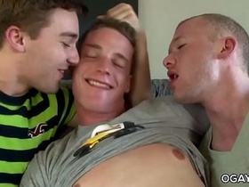Fag threesome on the bed